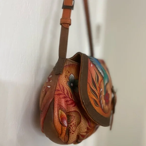 Anuschka Flying Jewels Small Ruched Flap Boho Shoulder Bag Limited Ed, Like New - Picture 6 of 14